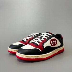 Aurora Custom Gucci MAC80 White, Black & Varsity Red Retro Sneaker (Men's Edition)