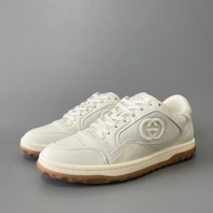 Aurora Custom Gucci MAC80 All-White Leather Retro Sneaker with Gum Outsole (Unisex Edition)