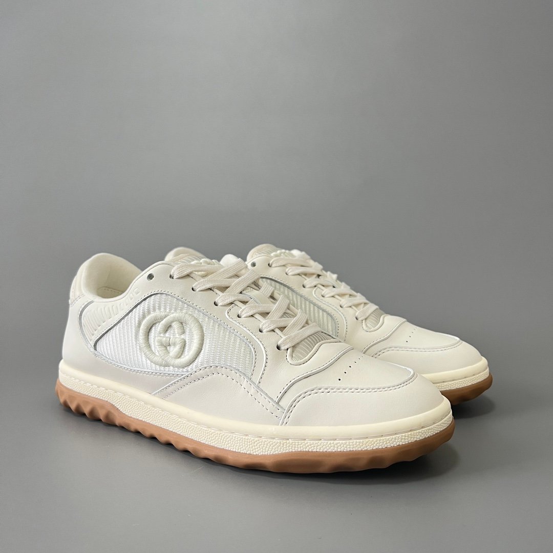 Aurora Custom Gucci MAC80 All-White Leather Retro Sneaker with Gum Outsole (Unisex Edition) - Image 3