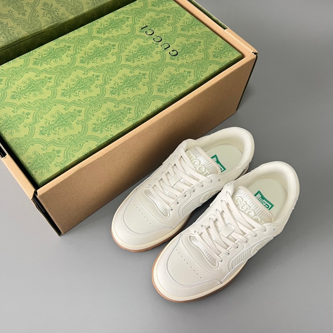Aurora Custom Gucci MAC80 All-White Leather Retro Sneaker with Gum Outsole (Unisex Edition) - Image 9