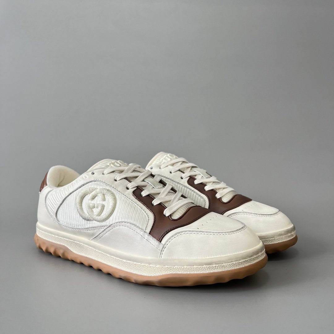 Aurora Custom Gucci MAC80 White & Chestnut Brown Leather Retro Sneaker - Image 3