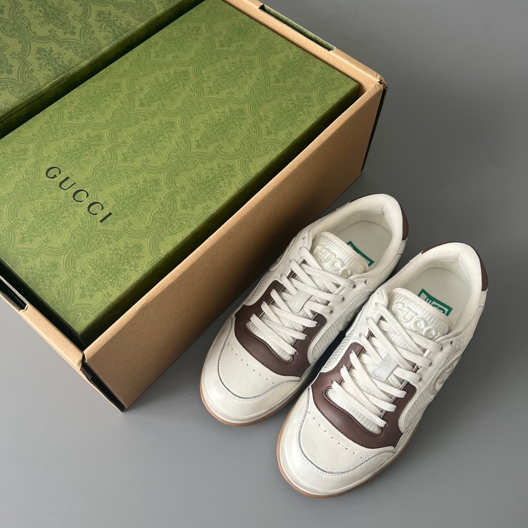 Aurora Custom Gucci MAC80 White & Chestnut Brown Leather Retro Sneaker - Image 9