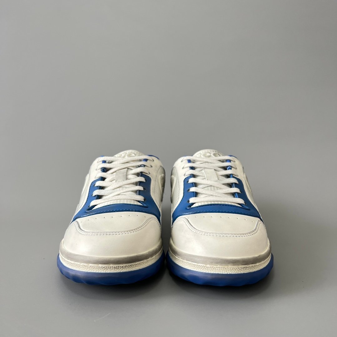 Aurora Custom Gucci MAC80 White & Cobalt Blue Leather Retro Sneaker - Image 2
