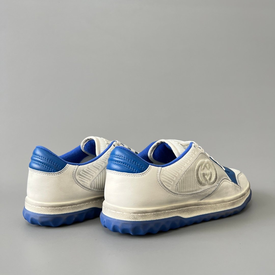 Aurora Custom Gucci MAC80 White & Cobalt Blue Leather Retro Sneaker - Image 4