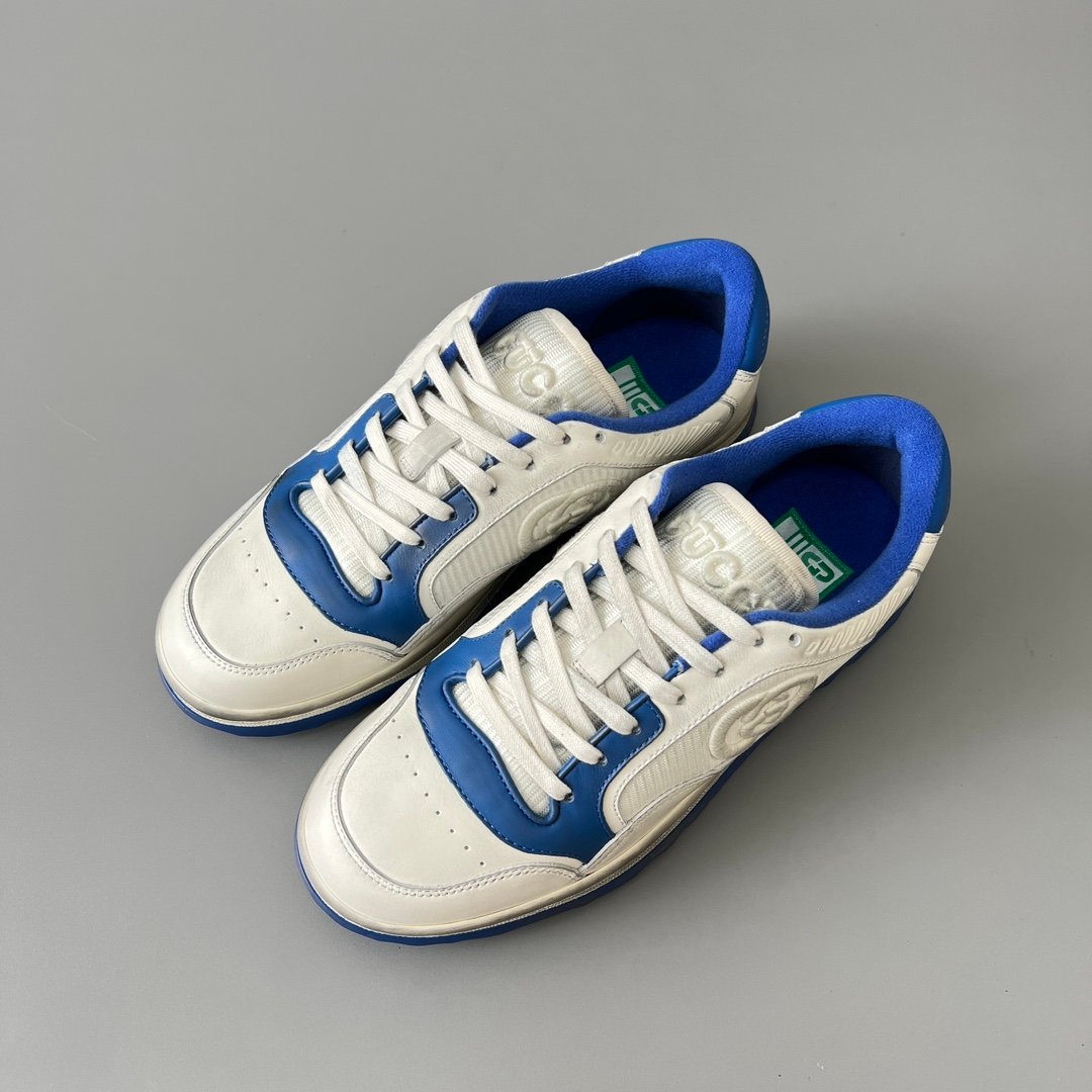 Aurora Custom Gucci MAC80 White & Cobalt Blue Leather Retro Sneaker - Image 8