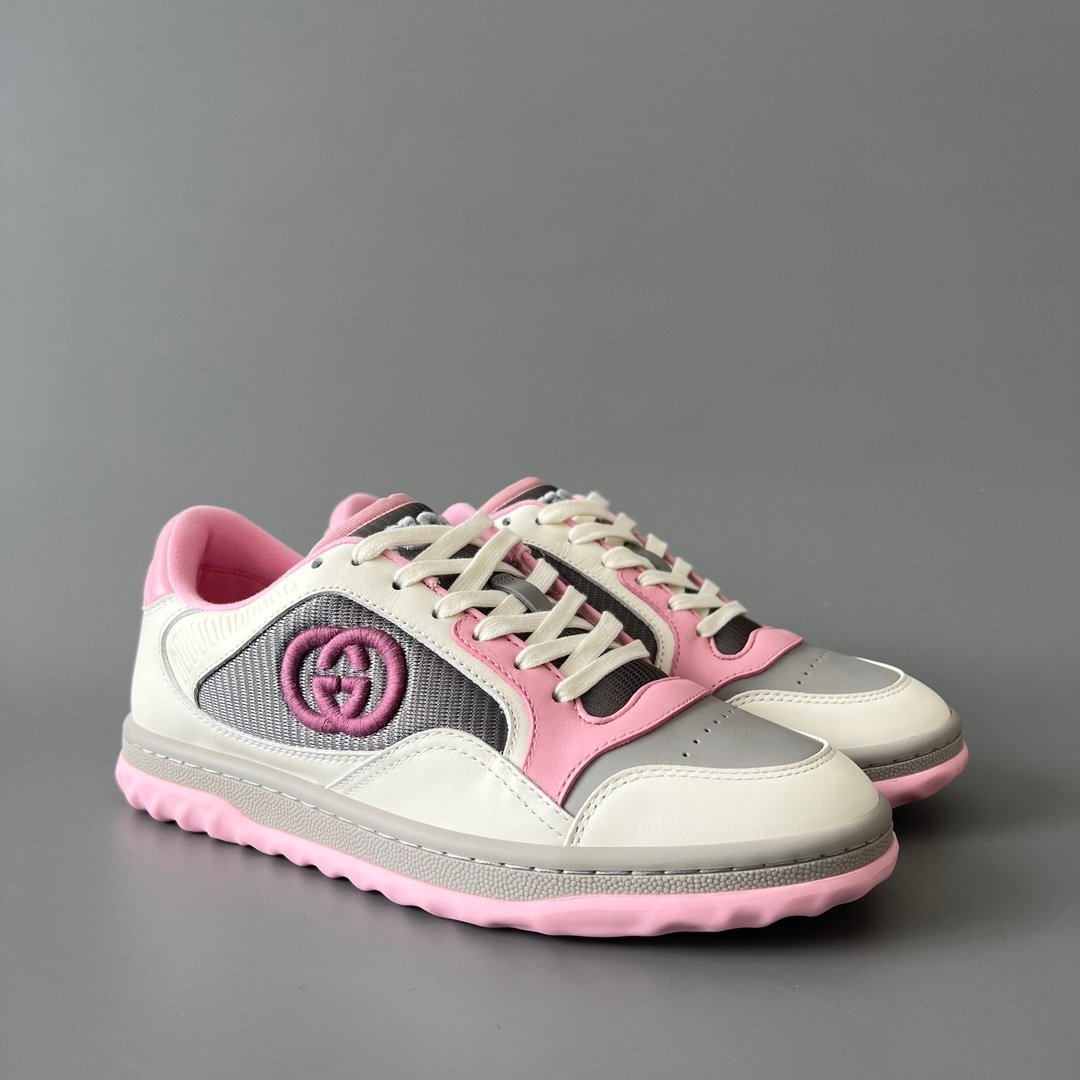 Aurora Custom Gucci MAC80 White, Pink & Grey Leather Retro Sneaker (Women's Edition) - Image 3