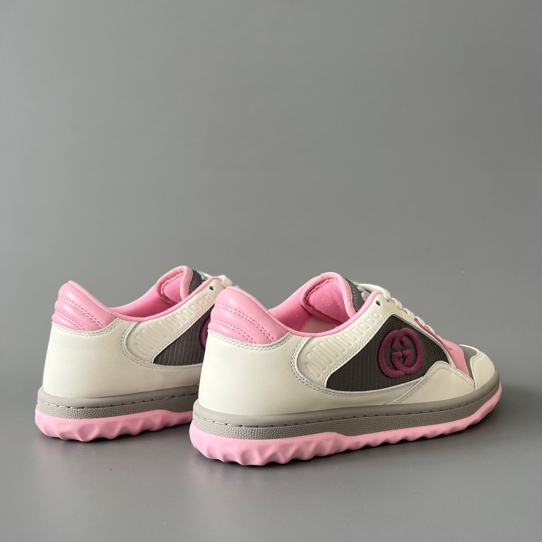 Aurora Custom Gucci MAC80 White, Pink & Grey Leather Retro Sneaker (Women's Edition) - Image 4