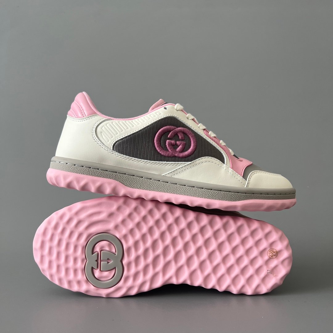Aurora Custom Gucci MAC80 White, Pink & Grey Leather Retro Sneaker (Women's Edition) - Image 6