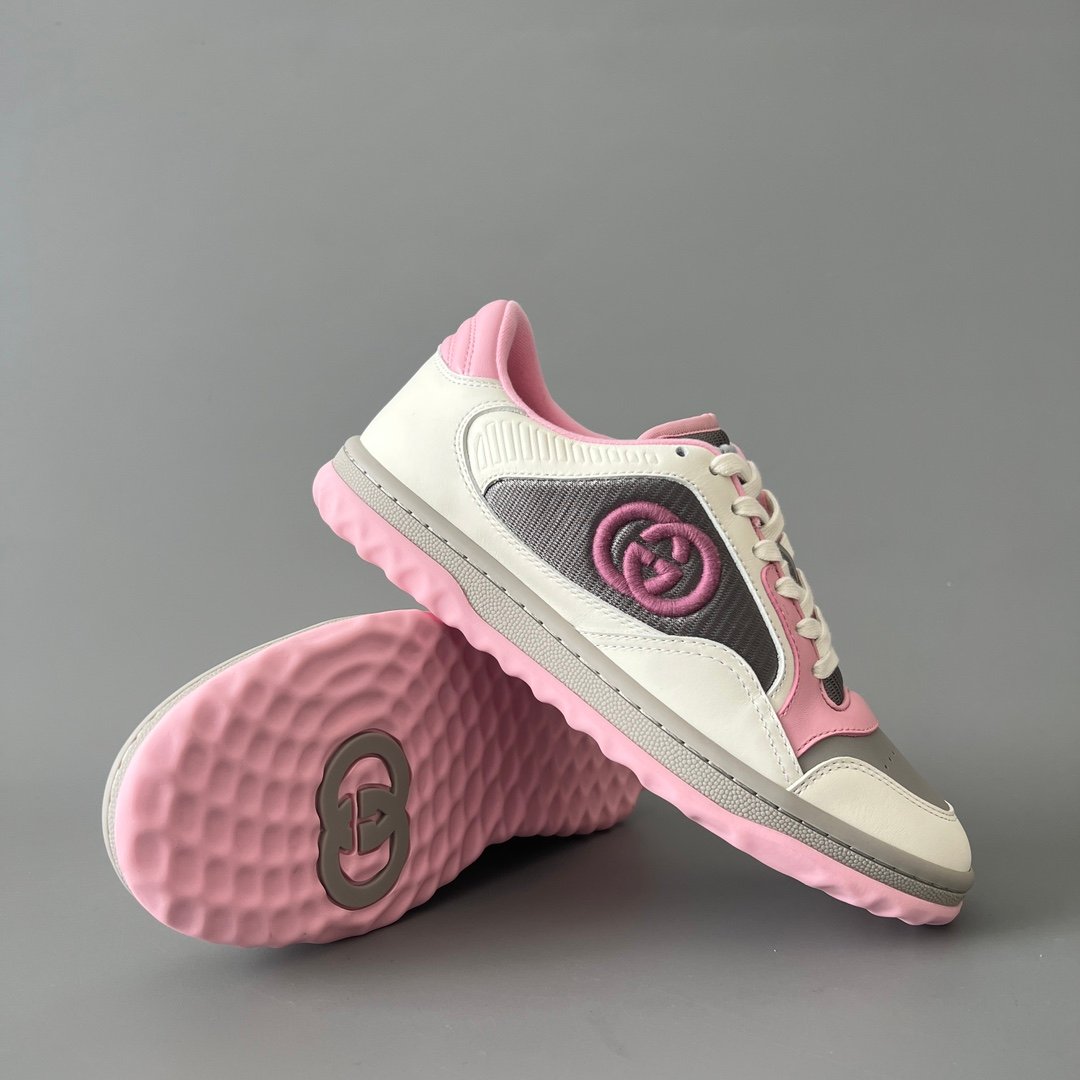 Aurora Custom Gucci MAC80 White, Pink & Grey Leather Retro Sneaker (Women's Edition) - Image 7