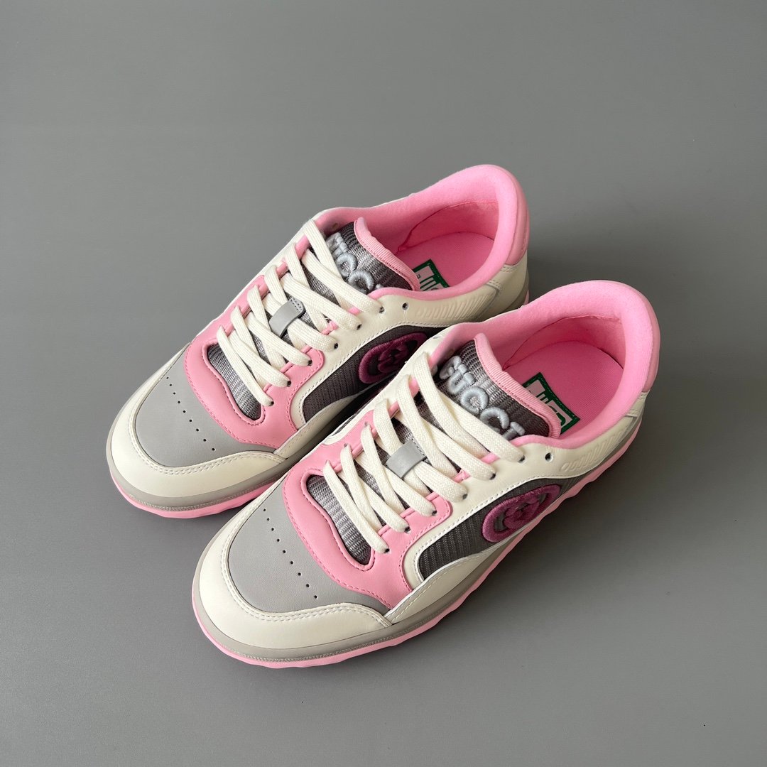 Aurora Custom Gucci MAC80 White, Pink & Grey Leather Retro Sneaker (Women's Edition) - Image 8