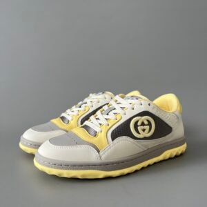 Aurora Custom Gucci MAC80 White, Yellow & Grey Leather Retro Sneaker (Women's Edition)