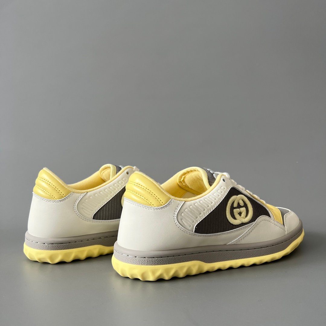 Aurora Custom Gucci MAC80 White, Yellow & Grey Leather Retro Sneaker (Women's Edition) - Image 4