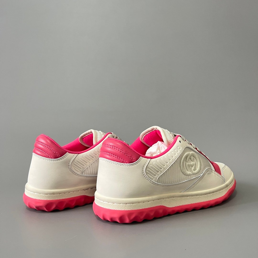 Aurora Custom Gucci MAC80 White & Neon Fuchsia Pink Leather Retro Sneaker - Image 4