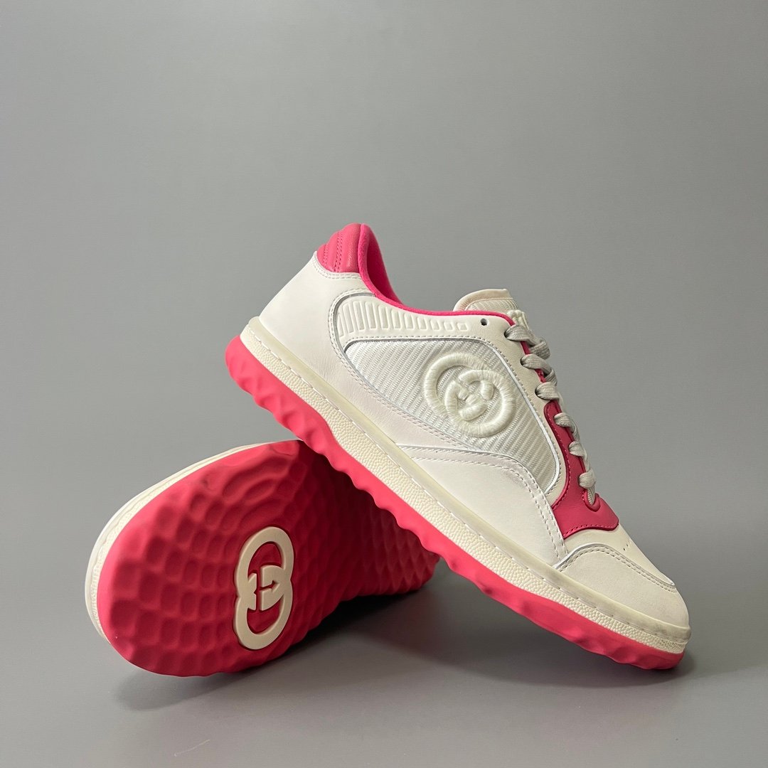 Aurora Custom Gucci MAC80 White & Neon Fuchsia Pink Leather Retro Sneaker - Image 7