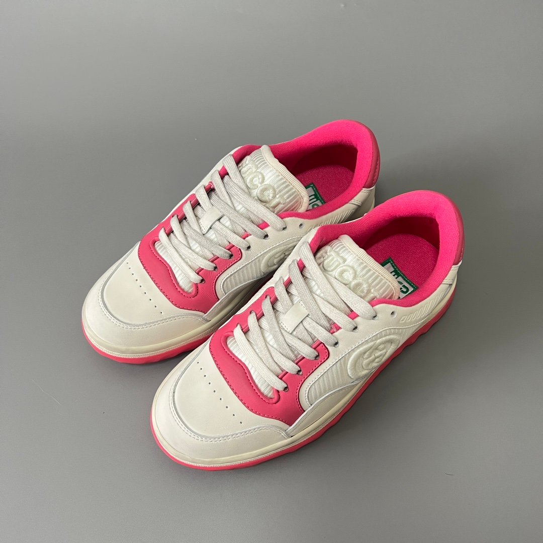 Aurora Custom Gucci MAC80 White & Neon Fuchsia Pink Leather Retro Sneaker - Image 8