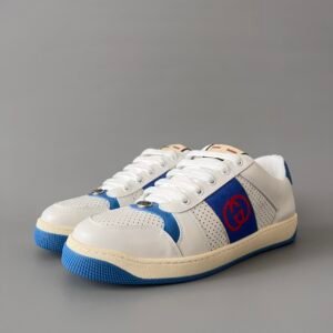 AuroraCustom Gucci Screener Series Perforated White & Blue Vintage Court Sneaker (Men's Edition)