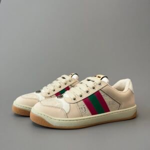 AuroraCustom Gucci Screener Series Cream Suede & Ivory White GG Canvas Vintage Court Sneaker (Women's Edition)