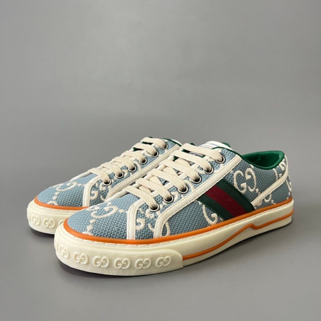 Aurora Custom Gucci Tennis 1977 Light Blue GG Canvas Low-Top Sneaker (Women's Edition)