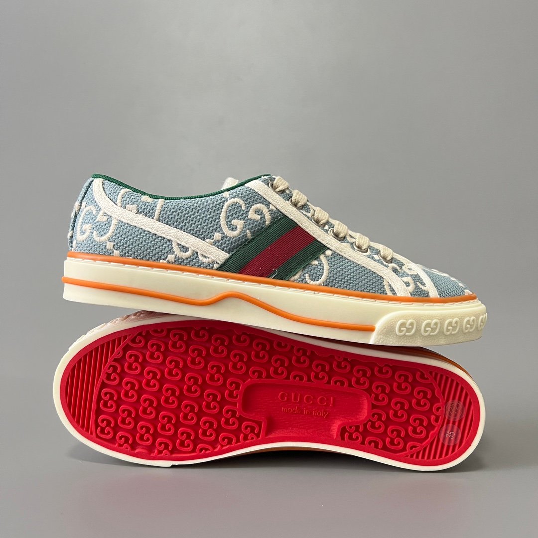 Aurora Custom Gucci Tennis 1977 Light Blue GG Canvas Low-Top Sneaker (Women's Edition) - Image 6