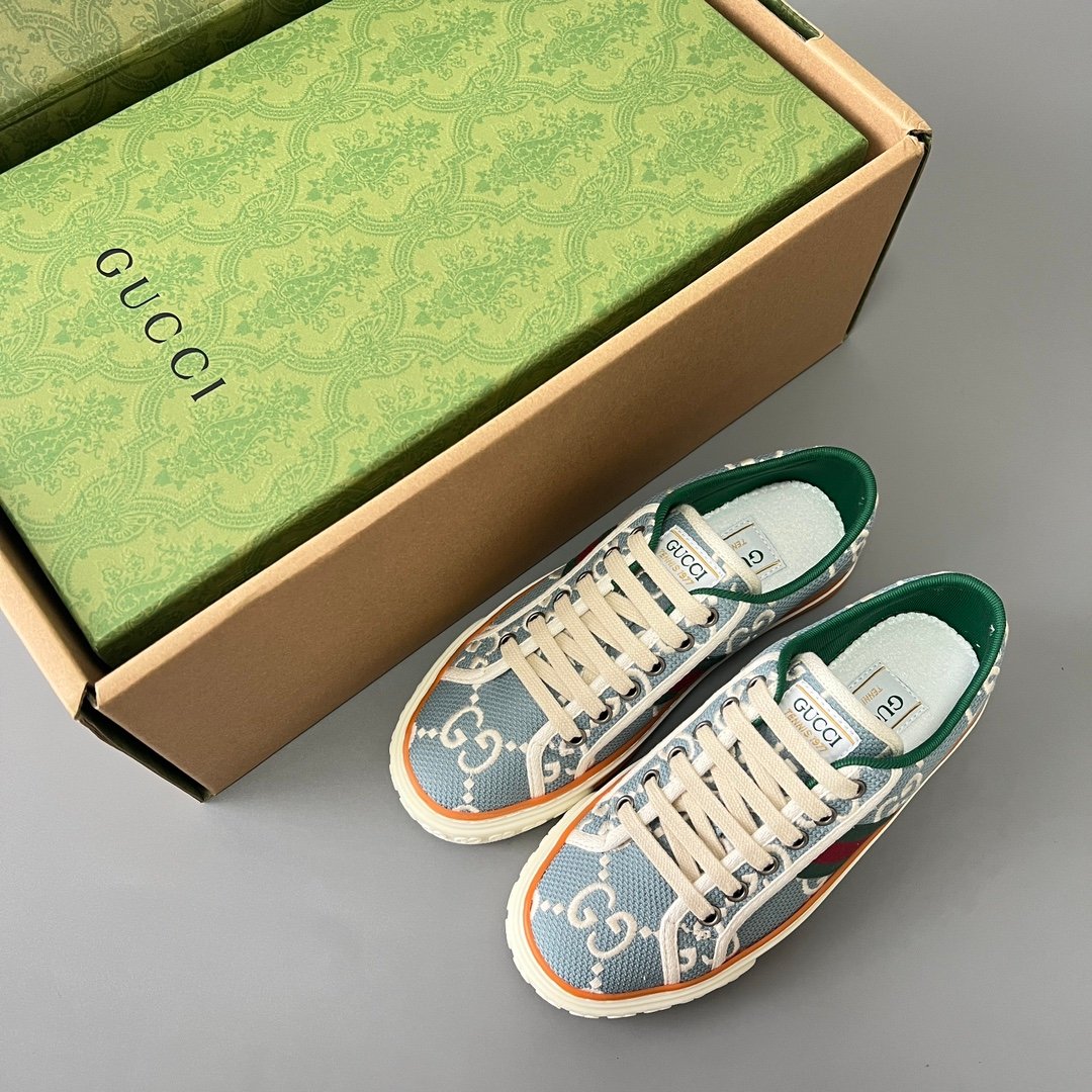 Aurora Custom Gucci Tennis 1977 Light Blue GG Canvas Low-Top Sneaker (Women's Edition) - Image 9