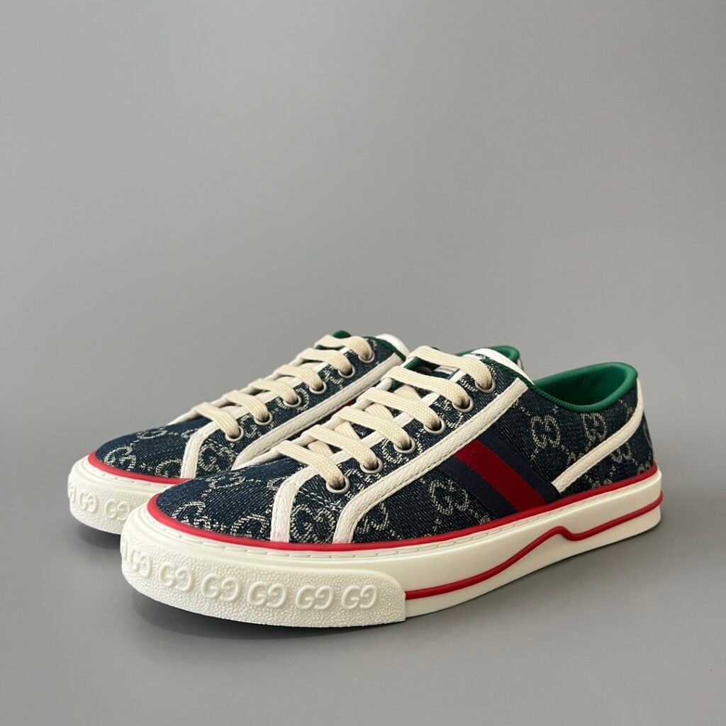 Aurora Custom Gucci Tennis 1977 Dark Blue Denim GG Canvas Low-Top Sneaker (Unisex Edition)