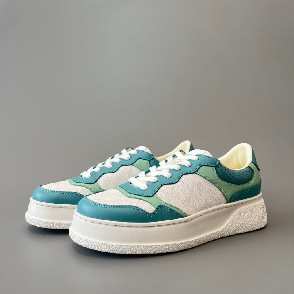 Aurora Custom Gucci Re-Web GG Supreme Canvas & Teal Green Chunky Sneaker (Women's Edition)