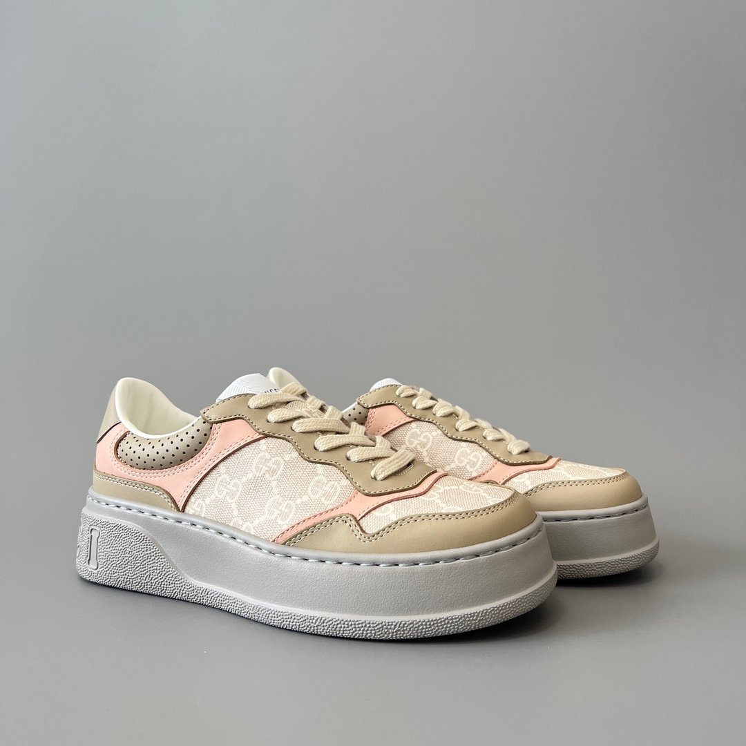 Aurora Custom Gucci Re-Web GG Supreme Canvas & Khaki Pink Chunky Sneaker (Women's Edition) - Image 3
