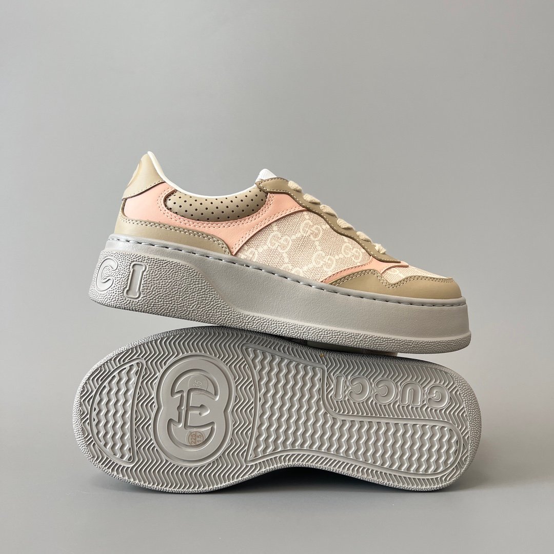 Aurora Custom Gucci Re-Web GG Supreme Canvas & Khaki Pink Chunky Sneaker (Women's Edition) - Image 6