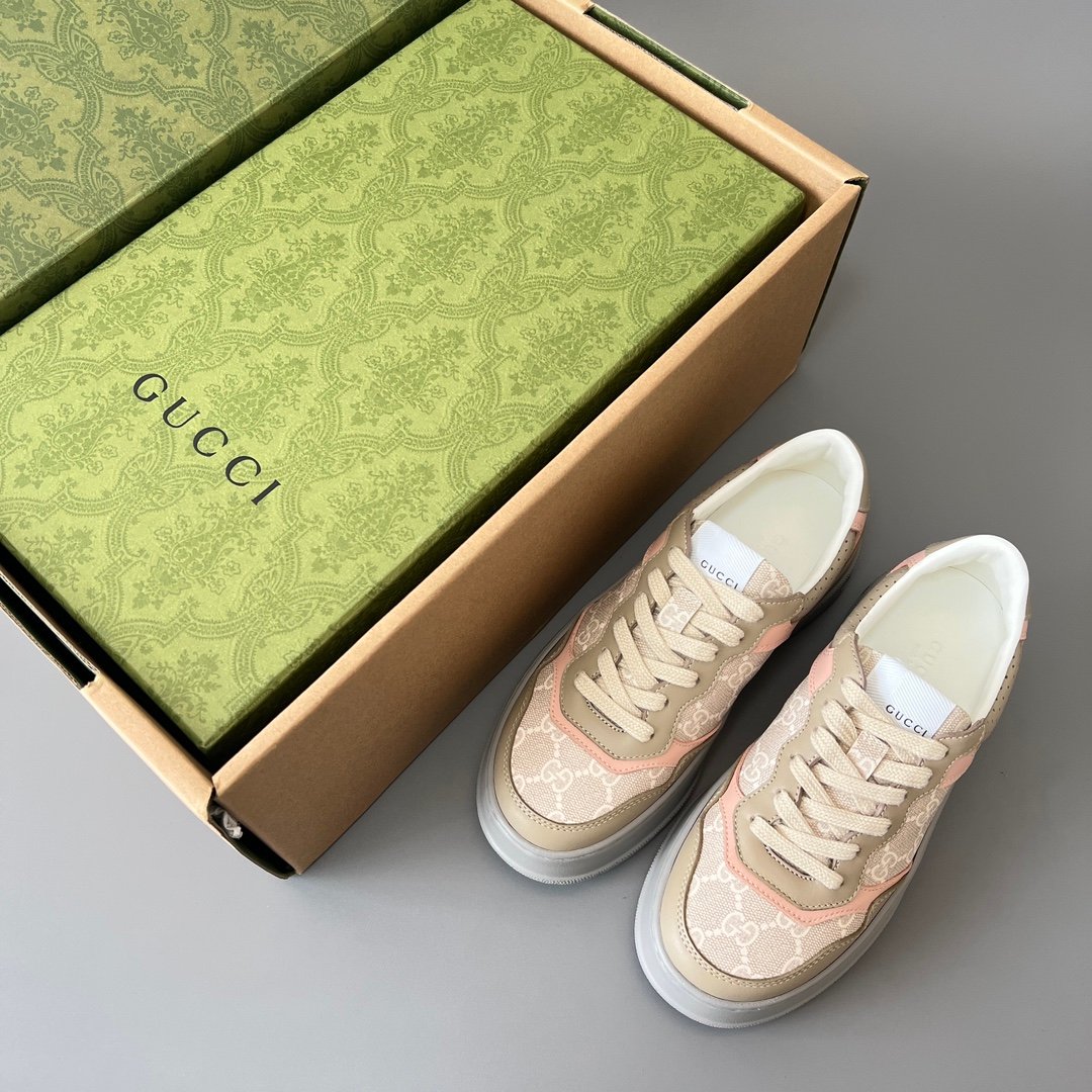 Aurora Custom Gucci Re-Web GG Supreme Canvas & Khaki Pink Chunky Sneaker (Women's Edition) - Image 9