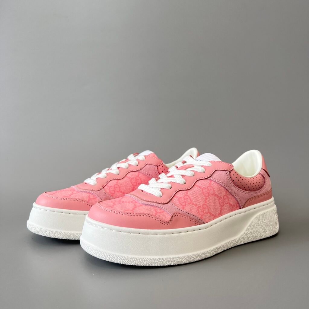 Aurora Custom Gucci Re-Web GG Supreme Canvas & Pastel Pink Chunky Platform Sneaker (Women's Edition)