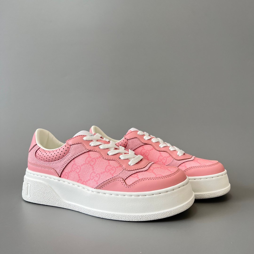 Aurora Custom Gucci Re-Web GG Supreme Canvas & Pastel Pink Chunky Platform Sneaker (Women's Edition) - Image 3