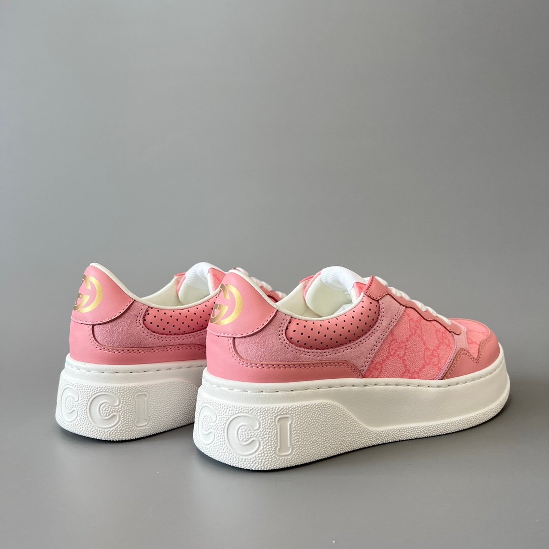 Aurora Custom Gucci Re-Web GG Supreme Canvas & Pastel Pink Chunky Platform Sneaker (Women's Edition) - Image 4