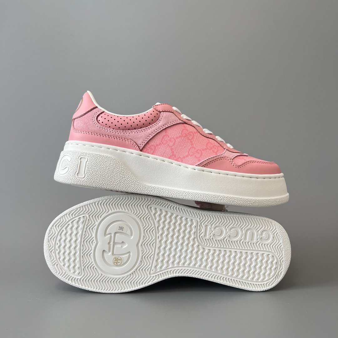 Aurora Custom Gucci Re-Web GG Supreme Canvas & Pastel Pink Chunky Platform Sneaker (Women's Edition) - Image 6