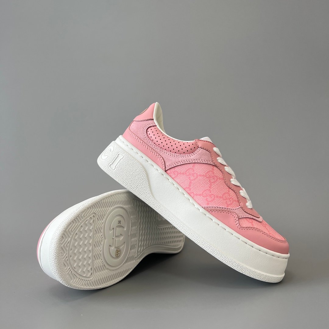 Aurora Custom Gucci Re-Web GG Supreme Canvas & Pastel Pink Chunky Platform Sneaker (Women's Edition) - Image 7