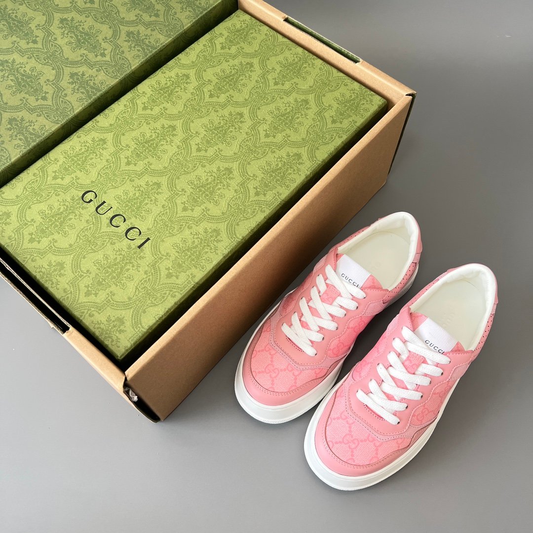 Aurora Custom Gucci Re-Web GG Supreme Canvas & Pastel Pink Chunky Platform Sneaker (Women's Edition) - Image 9