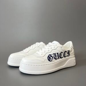 Aurora Custom Gucci Re-Web Gothic Logo White Leather Chunky Platform Sneaker (Women's Edition)