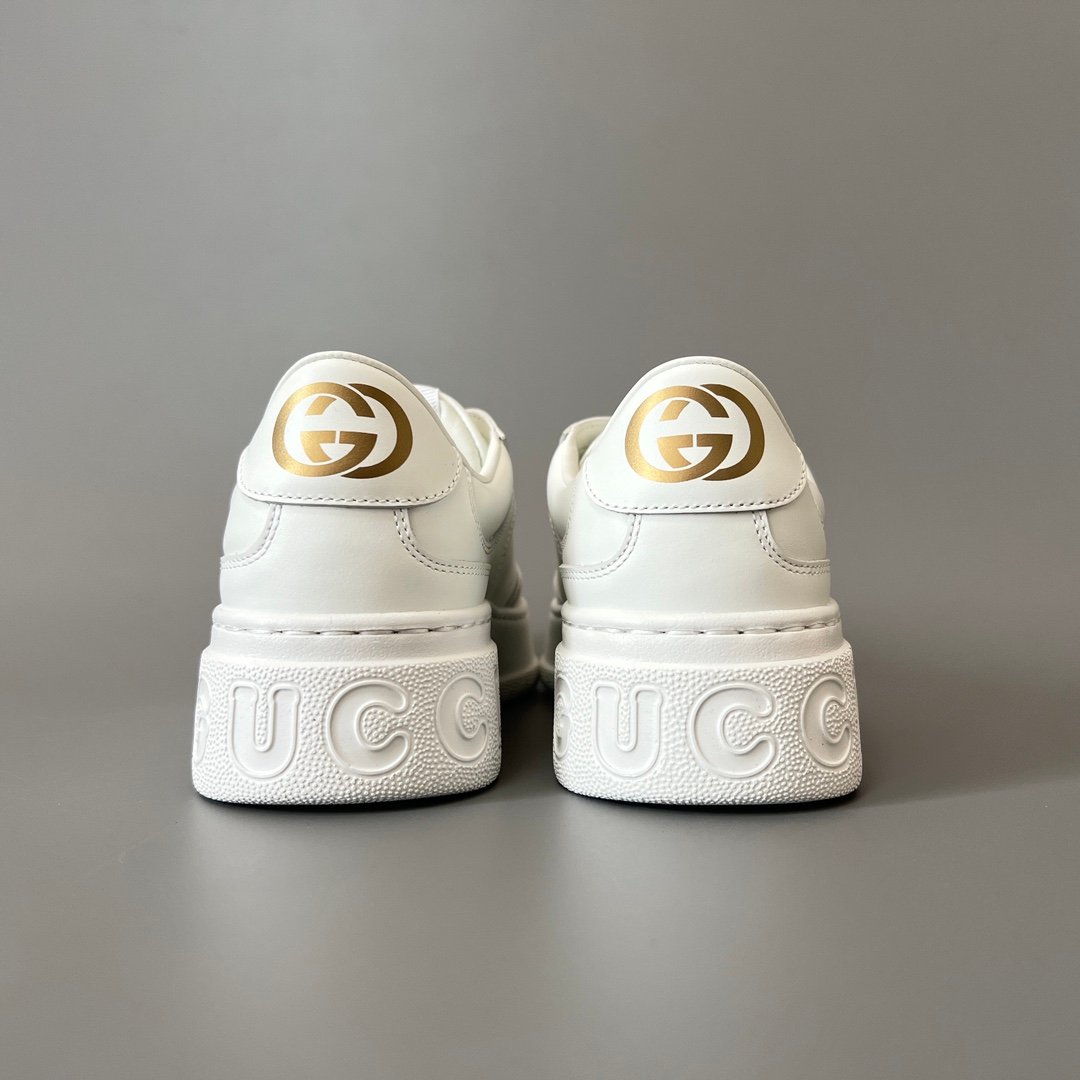 Aurora Custom Gucci Re-Web Gothic Logo White Leather Chunky Platform Sneaker (Women's Edition) - Image 5