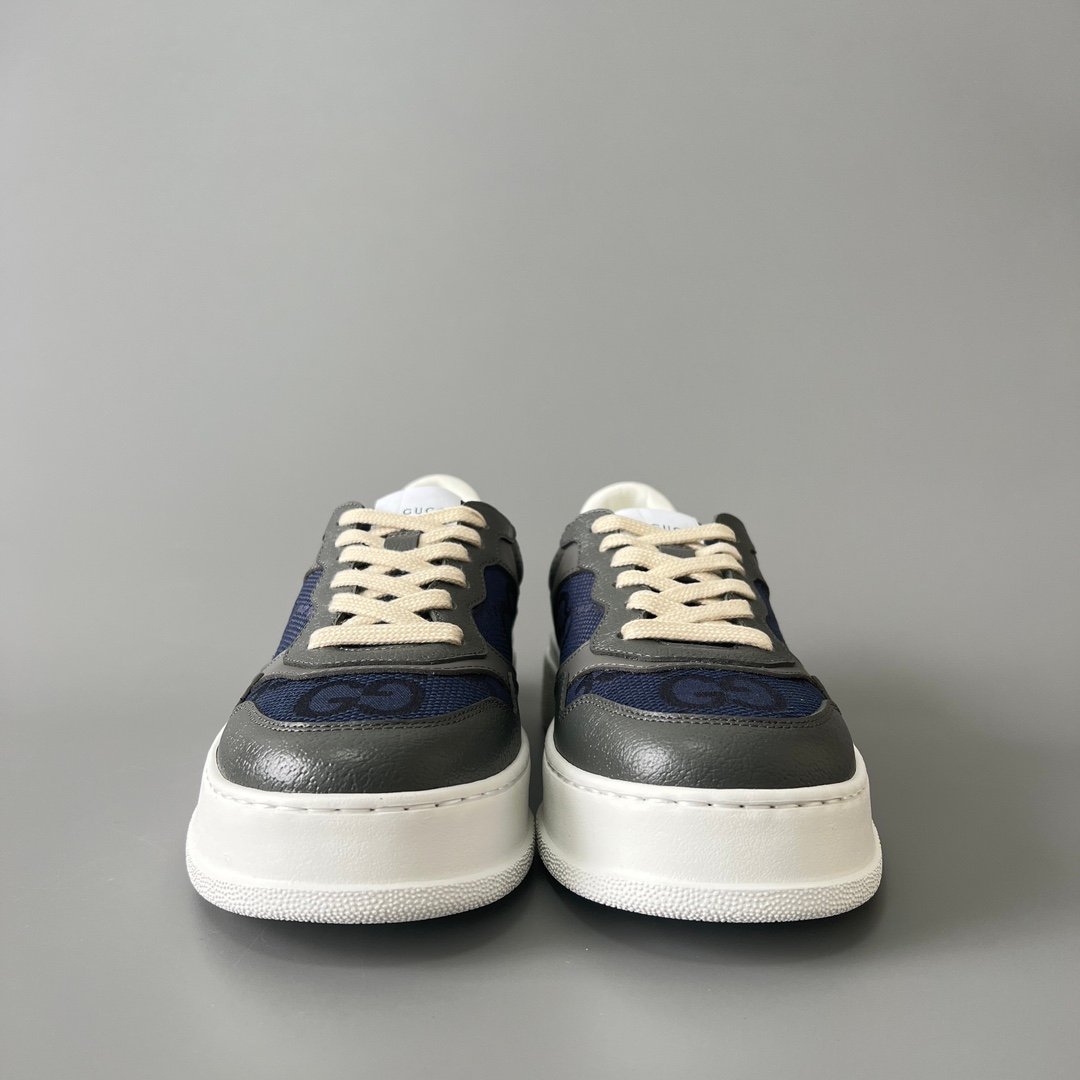 Aurora Custom Gucci Re-Web Dark Blue Denim GG Canvas & Charcoal Grey Leather Chunky Sneaker (Men's Edition) - Image 2