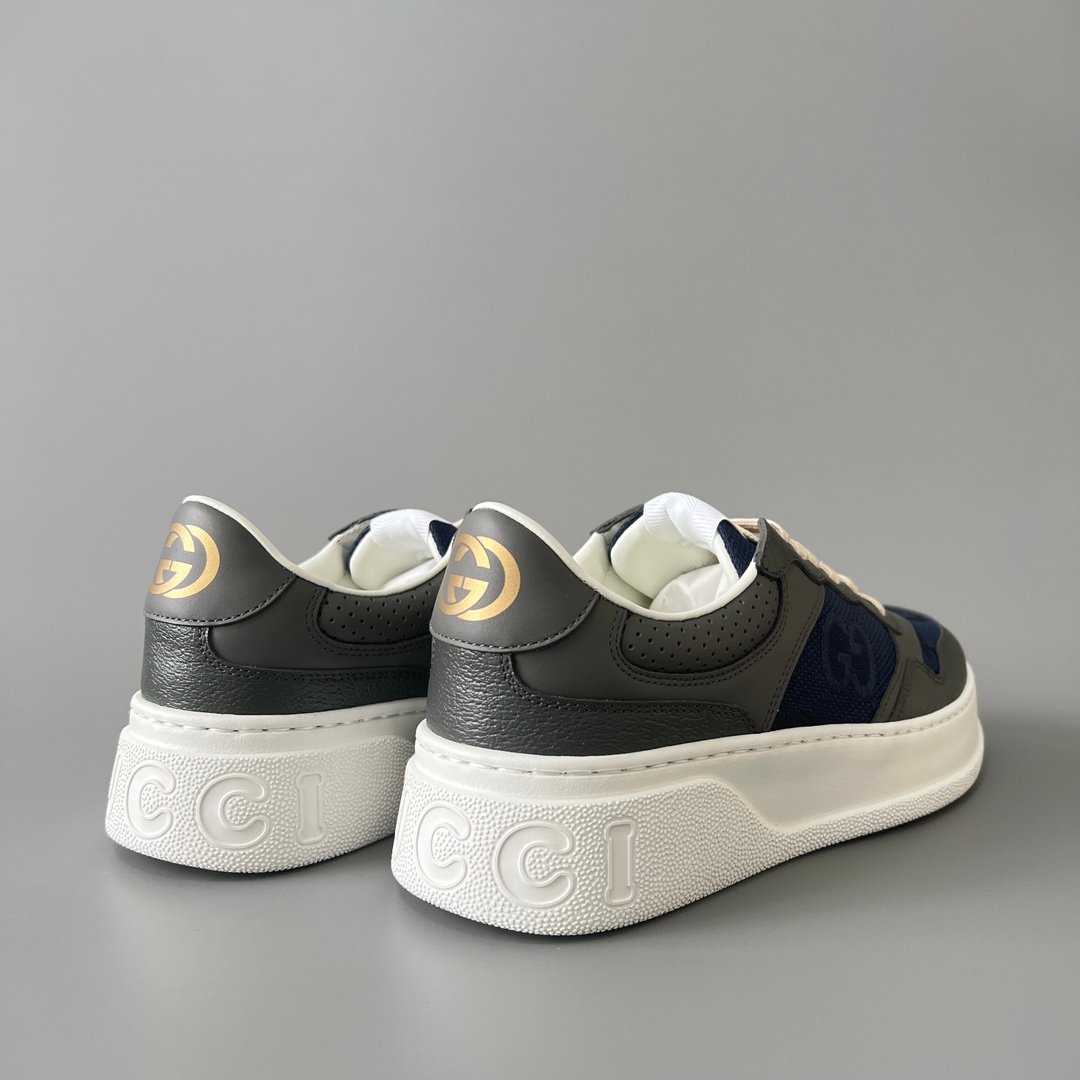 Aurora Custom Gucci Re-Web Dark Blue Denim GG Canvas & Charcoal Grey Leather Chunky Sneaker (Men's Edition) - Image 4
