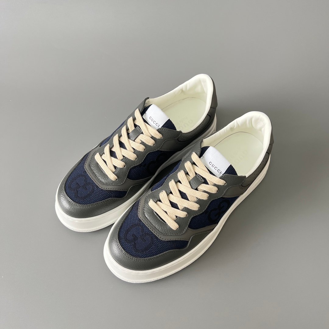 Aurora Custom Gucci Re-Web Dark Blue Denim GG Canvas & Charcoal Grey Leather Chunky Sneaker (Men's Edition) - Image 8