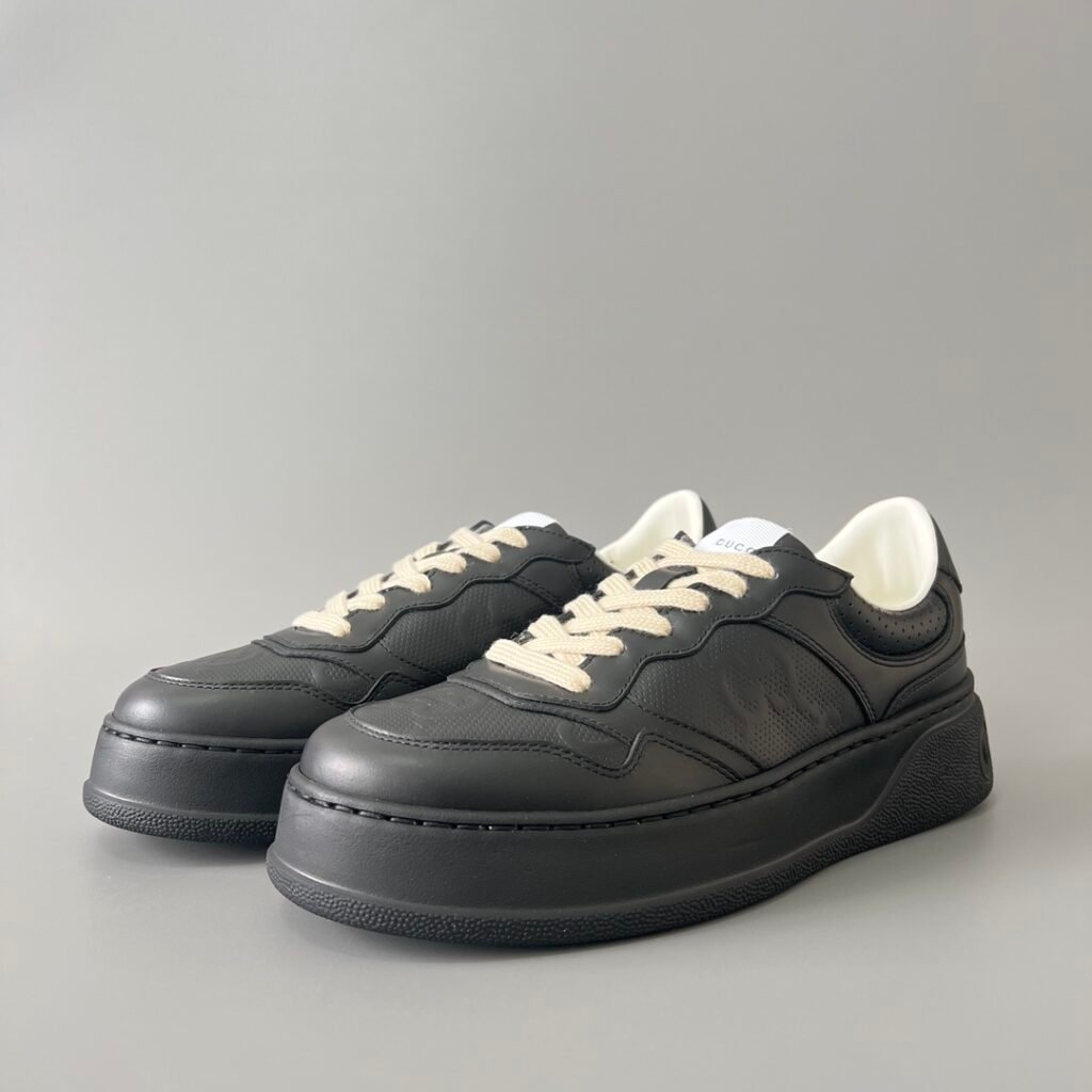 Aurora Custom Gucci Re-Web Perforated GG Black Leather Chunky Sneaker (Men's Edition)