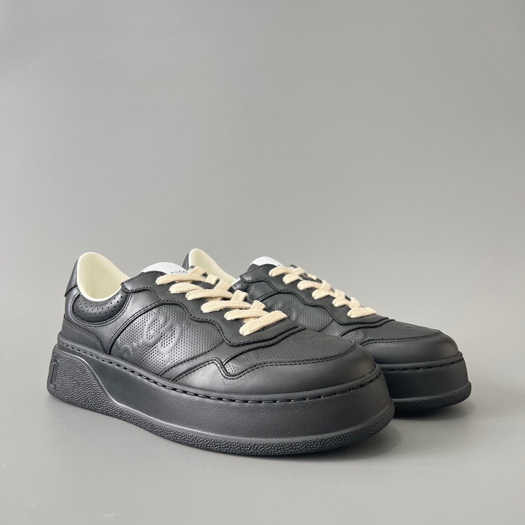 Aurora Custom Gucci Re-Web Perforated GG Black Leather Chunky Sneaker (Men's Edition) - Image 3