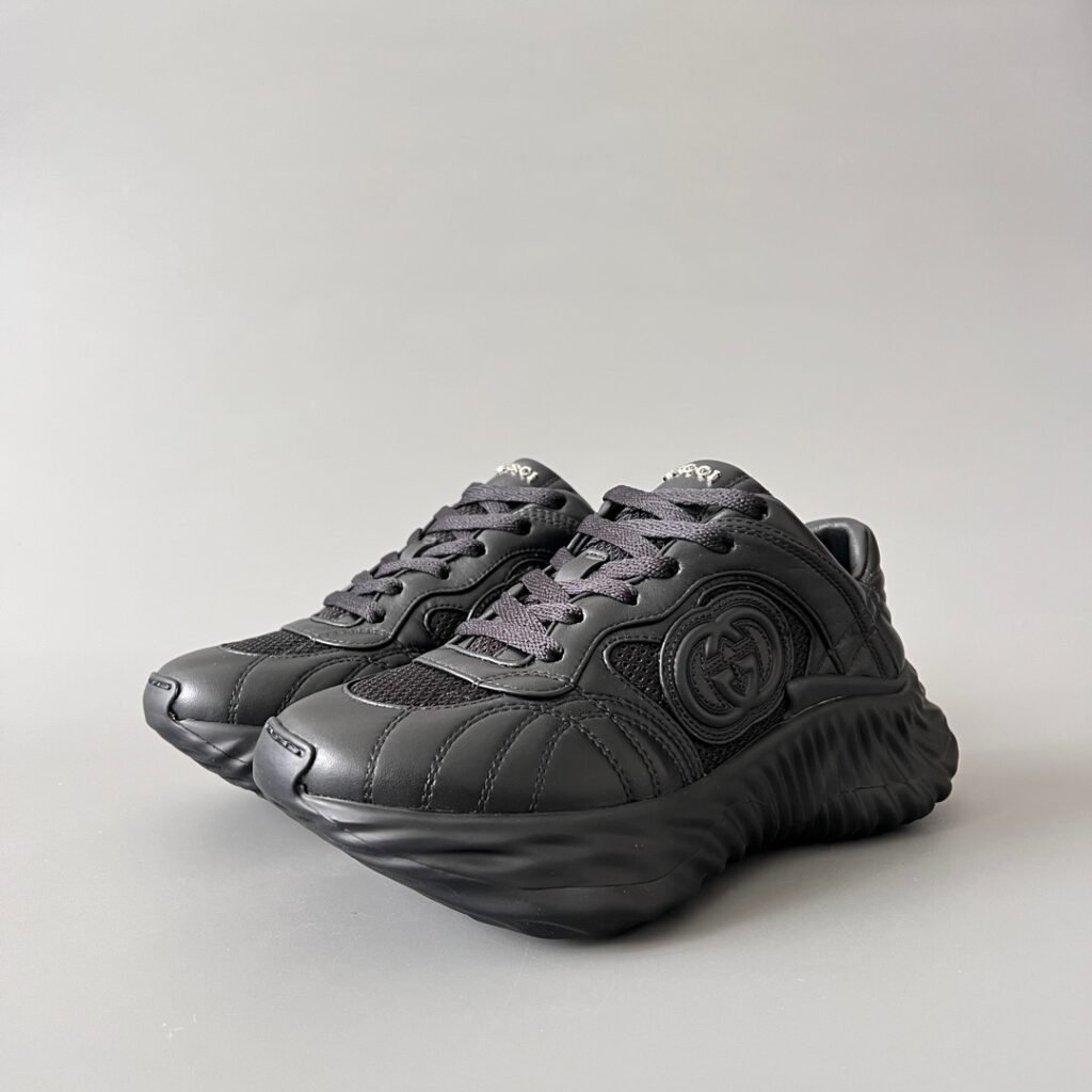 Aurora Custom Gucci Ripple Black Leather & Mesh Low-Top Chunky Sneaker (Unisex Edition)