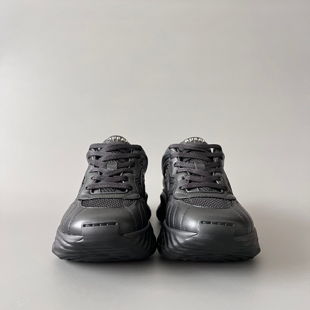 Aurora Custom Gucci Ripple Black Leather & Mesh Low-Top Chunky Sneaker (Unisex Edition) - Image 2