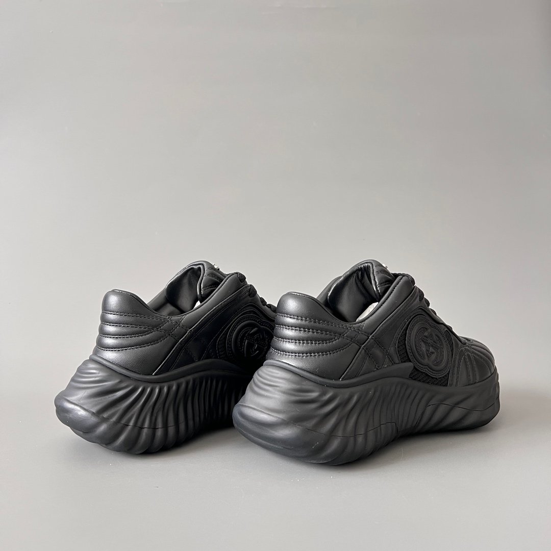 Aurora Custom Gucci Ripple Black Leather & Mesh Low-Top Chunky Sneaker (Unisex Edition) - Image 4