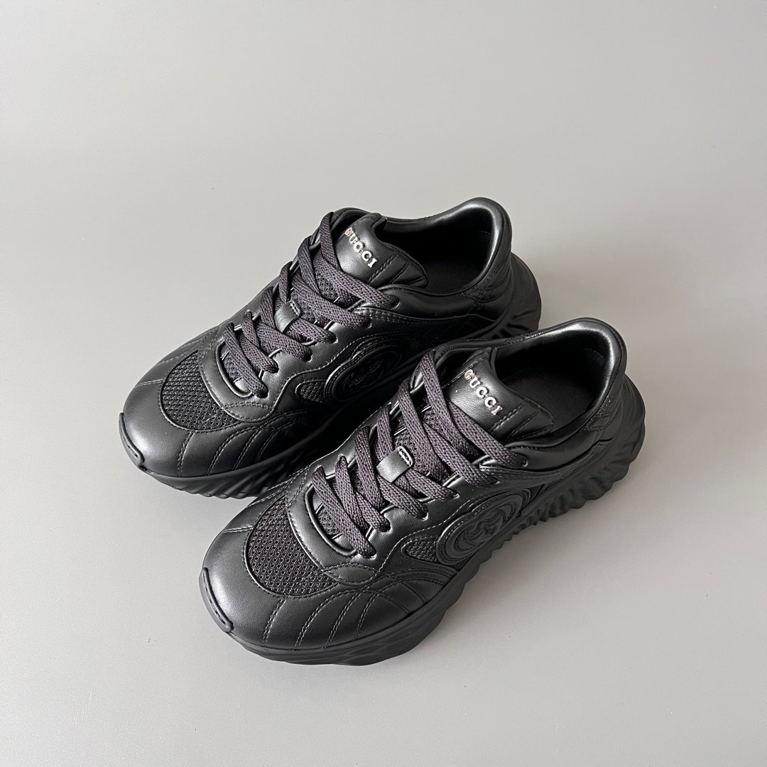 Aurora Custom Gucci Ripple Black Leather & Mesh Low-Top Chunky Sneaker (Unisex Edition) - Image 8