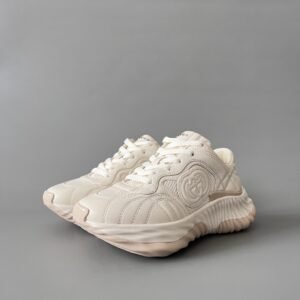 Aurora Custom Gucci Ripple Ivory Leather & Mesh Low-Top Chunky Sneaker (Unisex Edition)