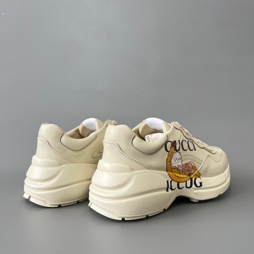 Aurora Custom Gucci Rhyton Ivory Leather Retro Sneaker with Bananya Print (Women's Edition) - Image 4