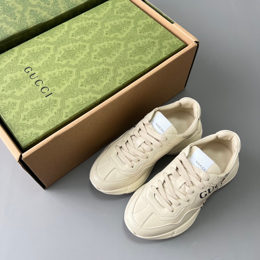 Aurora Custom Gucci Rhyton Ivory Leather Retro Sneaker with Bananya Print (Women's Edition) - Image 9