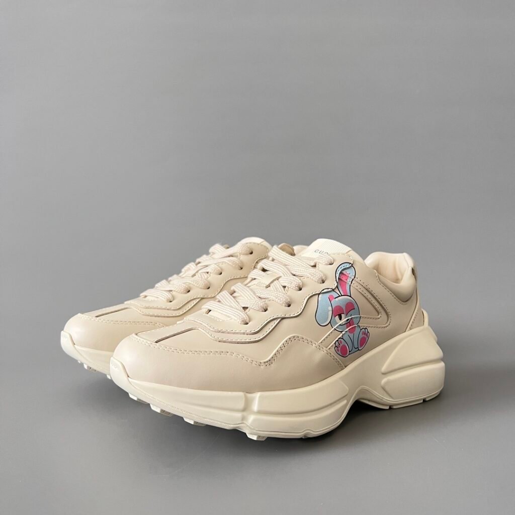Aurora Custom Gucci Rhyton Ivory Leather Retro Sneaker with Cherry Print (Women's Edition)
